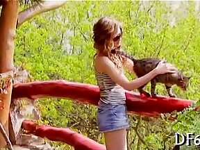 Long haired virgin Jovenasha gives a sensual blowjob